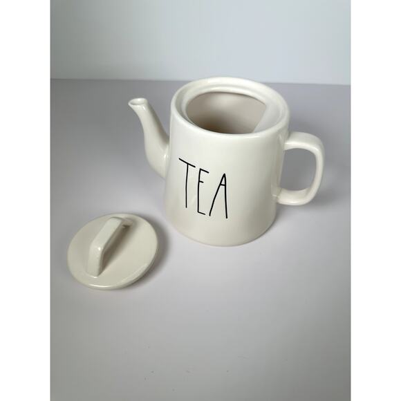 Rae Dunn by Magenta “TEA” Teapot 32 fl oz White Ceramic Black Lettering 7"x8" - Picture 4 of 5